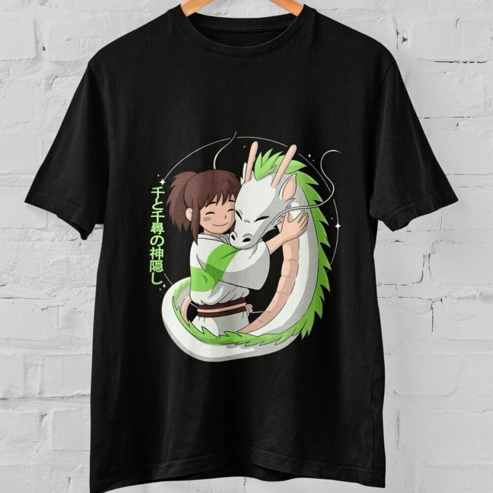 Spirited Away Chihiro Haku Graphic Tee Cute Anime Japanese Style Unisex .